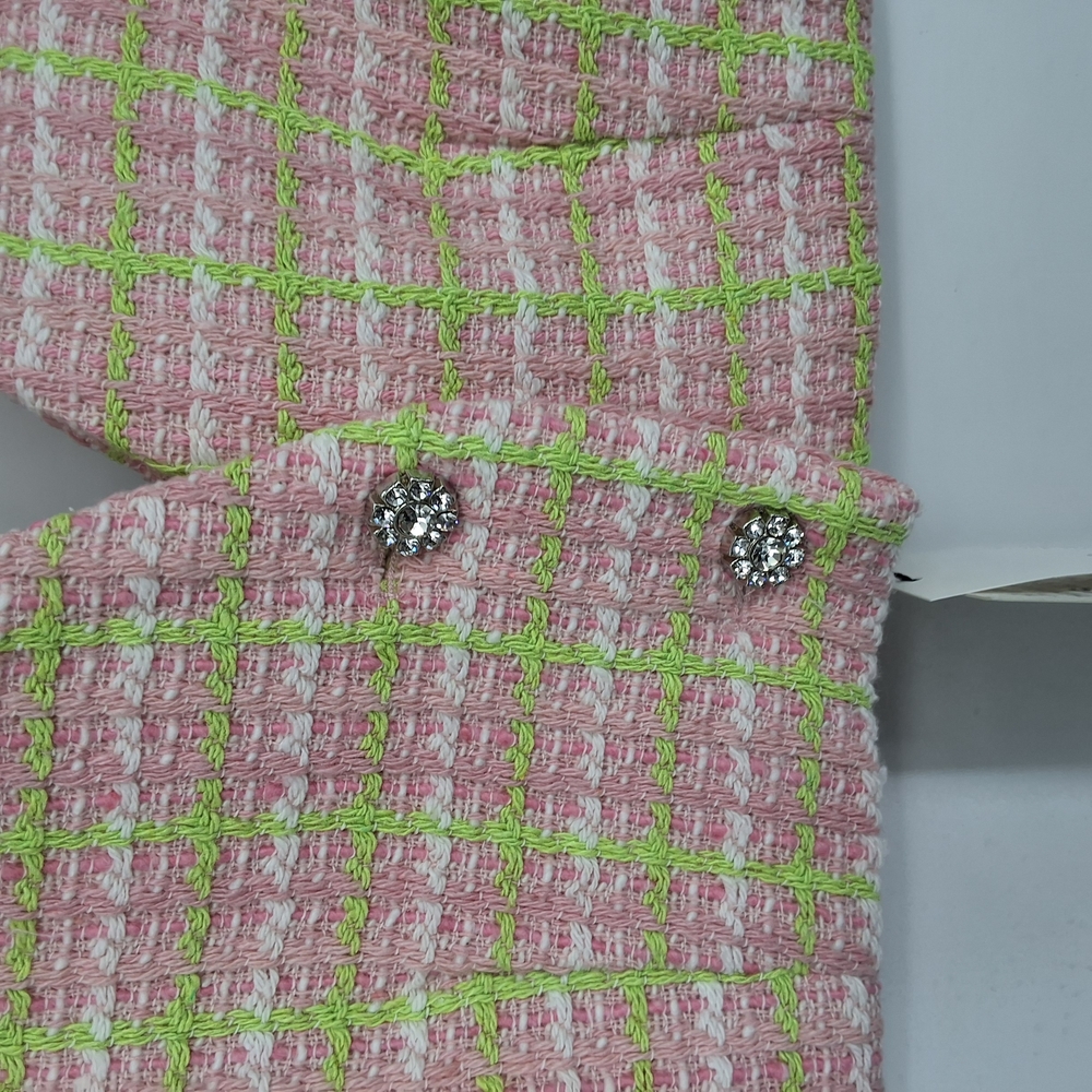 Zara Pink and Green Tweed Vest XS - Picture 2 of 4